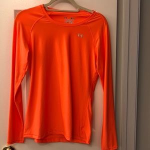 Under Armour long sleeve workout top, neon orange